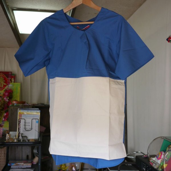 画像1: Leh / Big Silhouette 2tone s/s t-shirts / blue×gray (1)